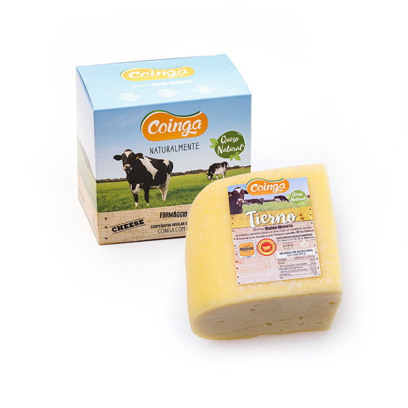 Queso Coinga Mahón-Menorca Tierno Cuarto con estuche de regalo